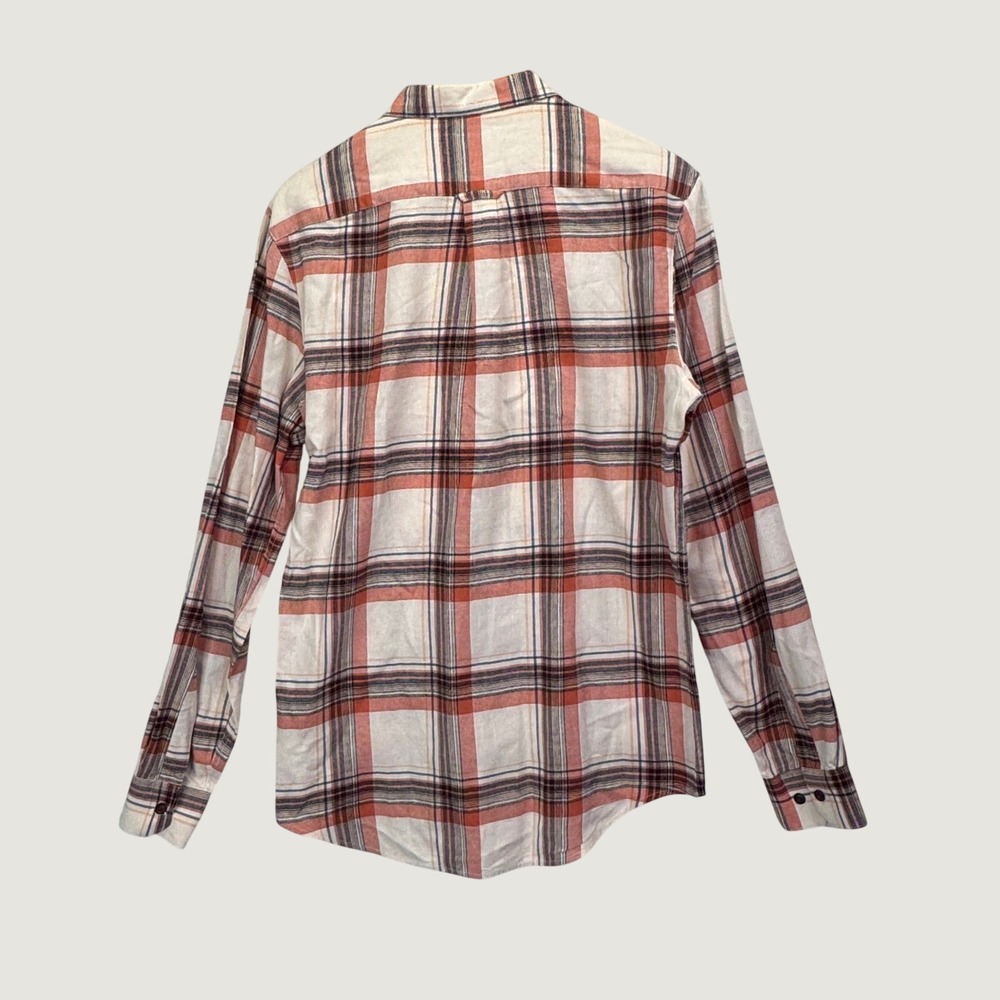 Farah‎ Plaid Button Down Shirt Size S Orange Slim Fit Flannel Americana Casual